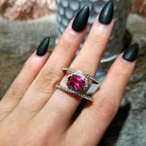 NWOT 925 Hot Pink Double Band Ring Size 9